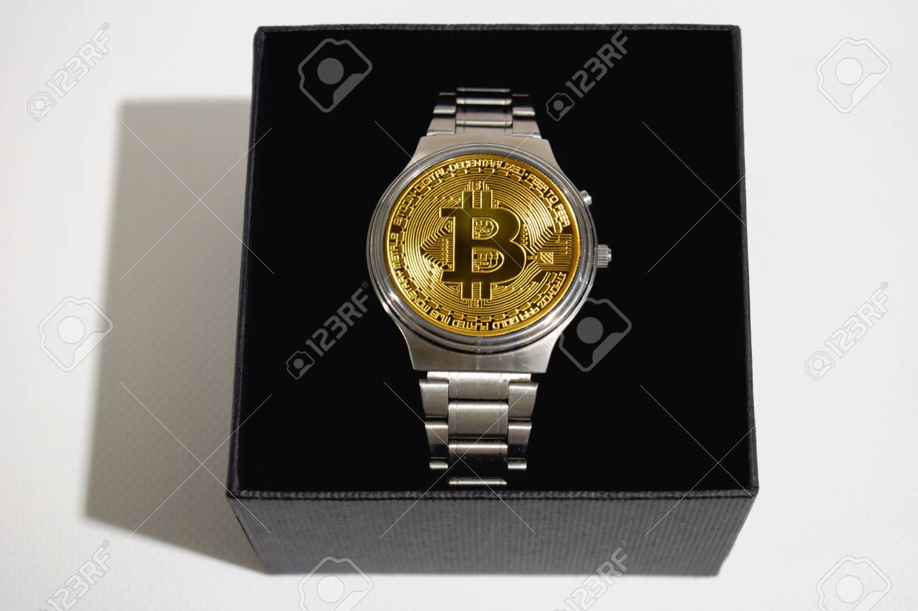 !   Wrist Watch Screen Bitcoin Crypto Concept Business Idea Time - 